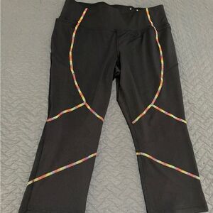 Livi Active Black Leggings with Colorful Trim